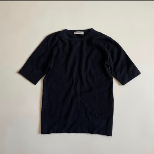 질샌더 반팔 캐시미어 믹스 니트