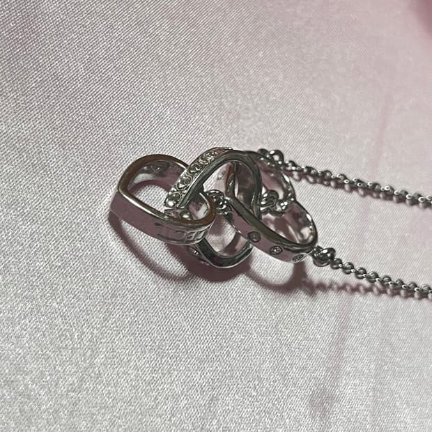 Cecil mcbee 실버 하트 큐빅 목걸이 러블리 히메 갸루