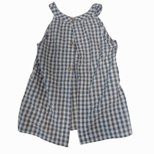 모리걸 하구미 너드 체크 나시 조끼 베스트