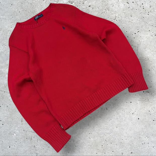 [L] 00s 폴로 랄프로렌 레드 코튼 니트 C248