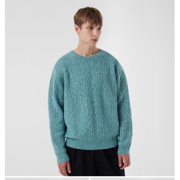 수아레 민트 케이블 니트 m 95-100