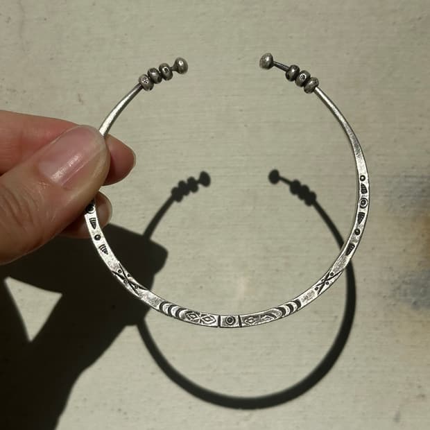 Karen Silver Tribal Motif Stamped Cuff B