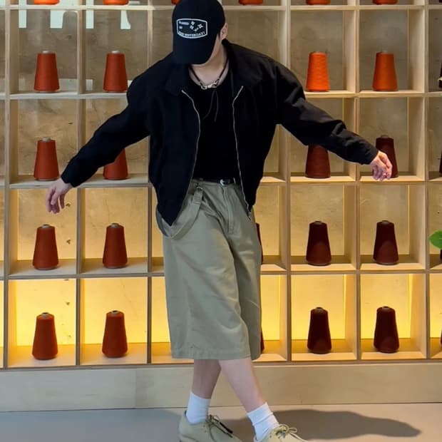 노이즈 워시드 헤링턴 점퍼