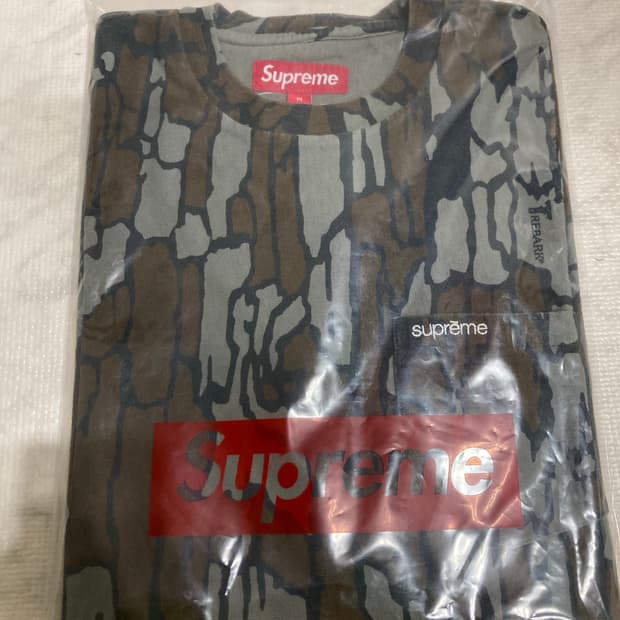 슈프림 25ss 포켓 티셔츠 모시 오크 트레바크 카모