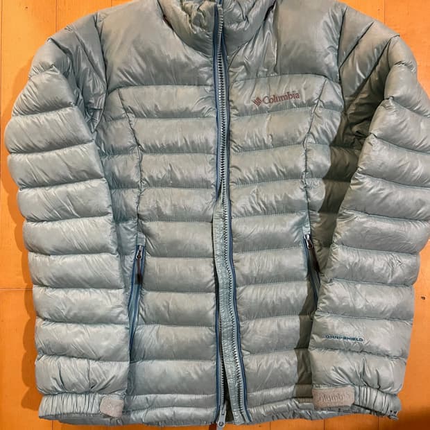 콜롬비아 경량패딩 하늘색 스카이블루 구스다운
