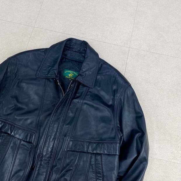 베버리힐즈 폴로 클럽 양가죽 블랙 A-2 레더 자켓 (105)