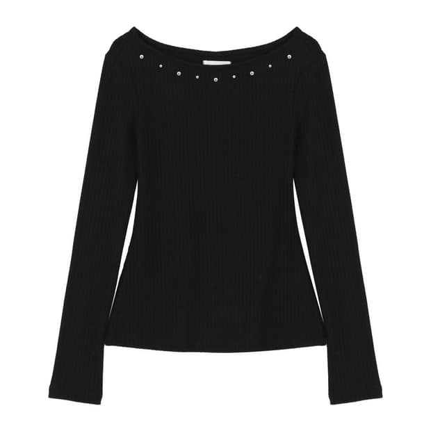 아수라 스터드 보트넥 티 블랙 