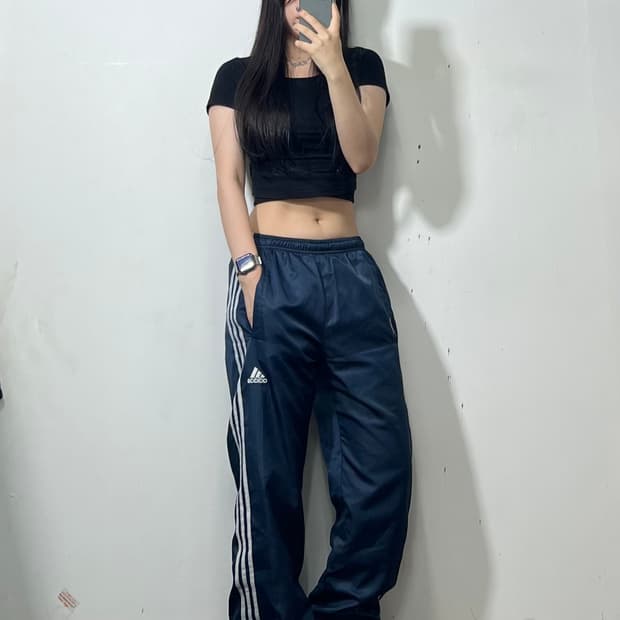 아디다스 네이비 화이트삼선 트랙팬츠 S
