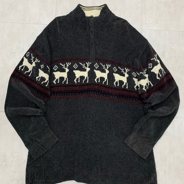 Asnas 패턴 반집업 니트 #407