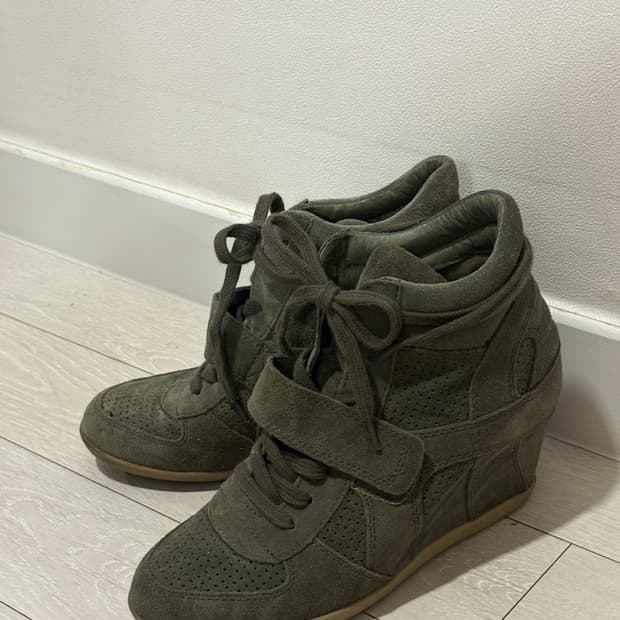 ASH 스웨이드 웨지힐 스니커즈 카키 보위 (38)