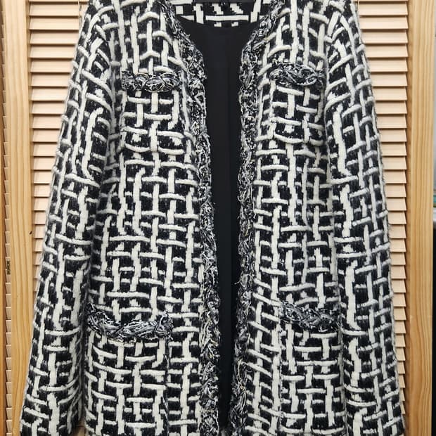 (새상품)오브제 4포켓 하프 트위드자켓55