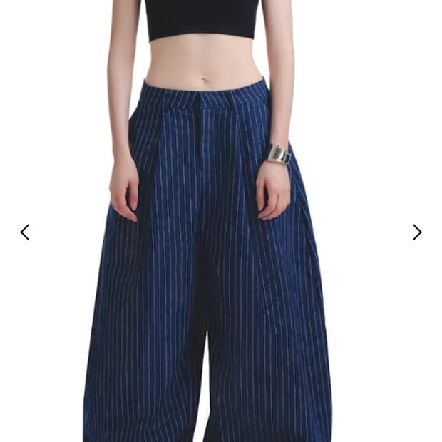 Push Push 스트라이프 팬츠 남색 L