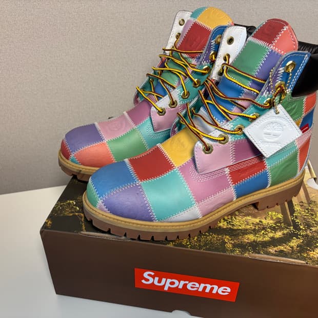 팀버랜드 x 슈프림 패치워크 6인치 프리미엄 워터프루프 부츠 멀티컬러 -
