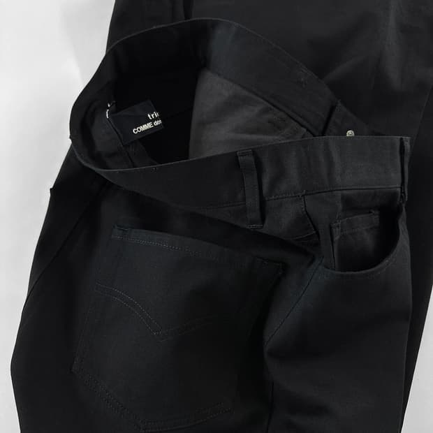 00s 트리콧 꼼데 가르송 블랙 코튼 롱 스커트