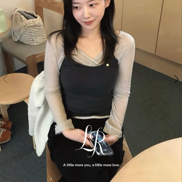 르보네어 티셔츠 슬리브리스 세트 베이지,차콜