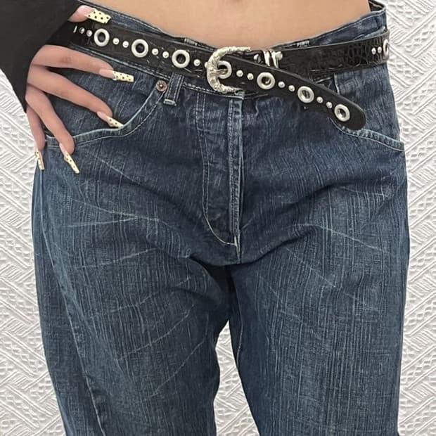 빈티지 스트릿 보헤미안 락시크 펀칭 가죽 벨트 C09688