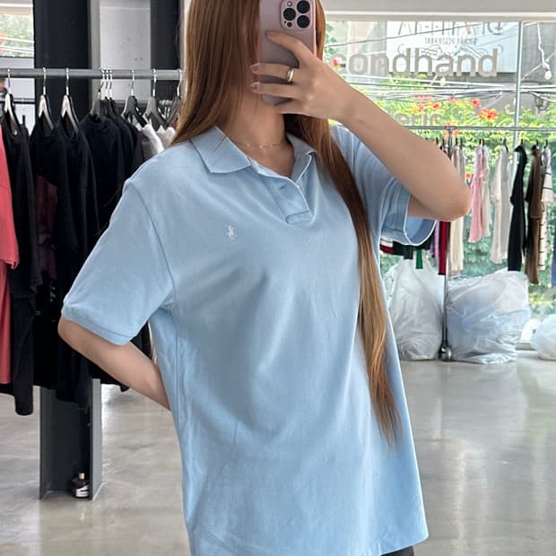 폴로랄프로렌 큐알텍 포니 Pk반팔티셔츠 스카이블루