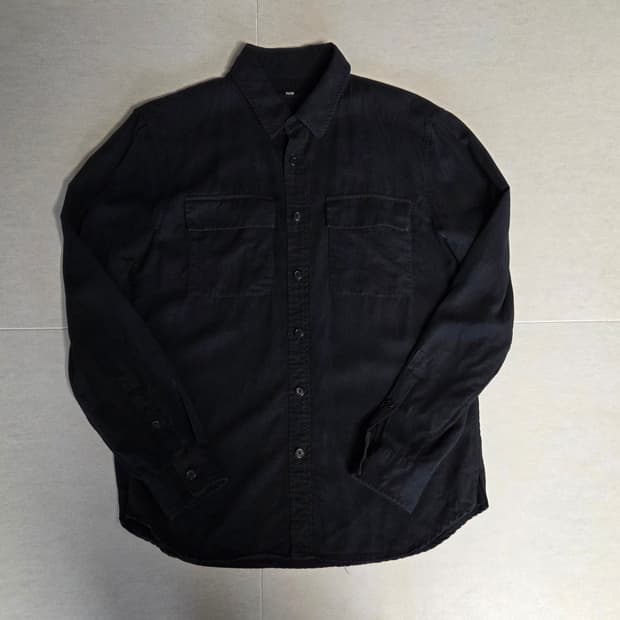 시스템 옴므 레이온 블랙 플랩 셔츠 