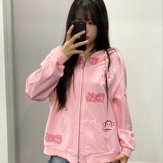 폴프랭크 핑크 투웨이 후드집업