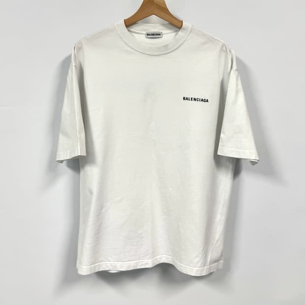 BALENCIAGA 발렌시아가 로고 오버사이즈 화이트 반팔티 L