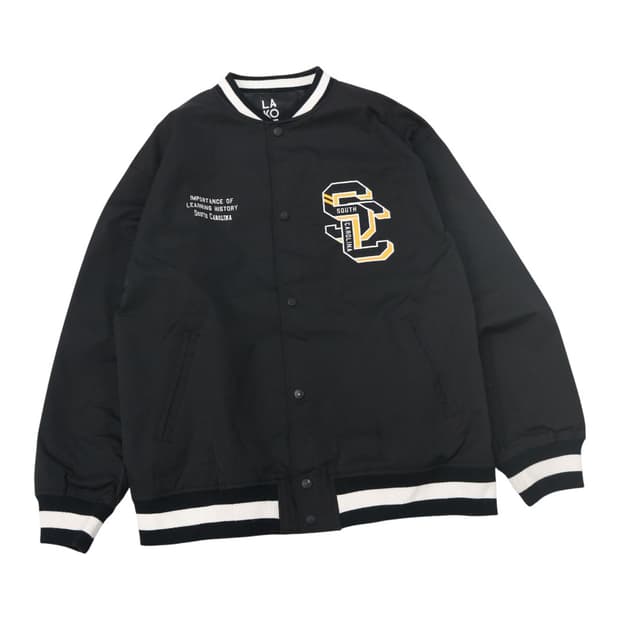 LAKOLE 라콜레 블랙 사우스 캐롤라이나 자수 바시티 자켓 M