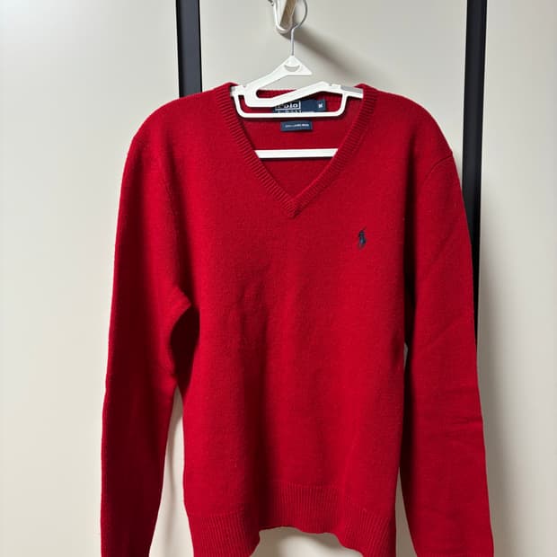 폴로 브이넥 니트 M 남녀공용 램스울100%