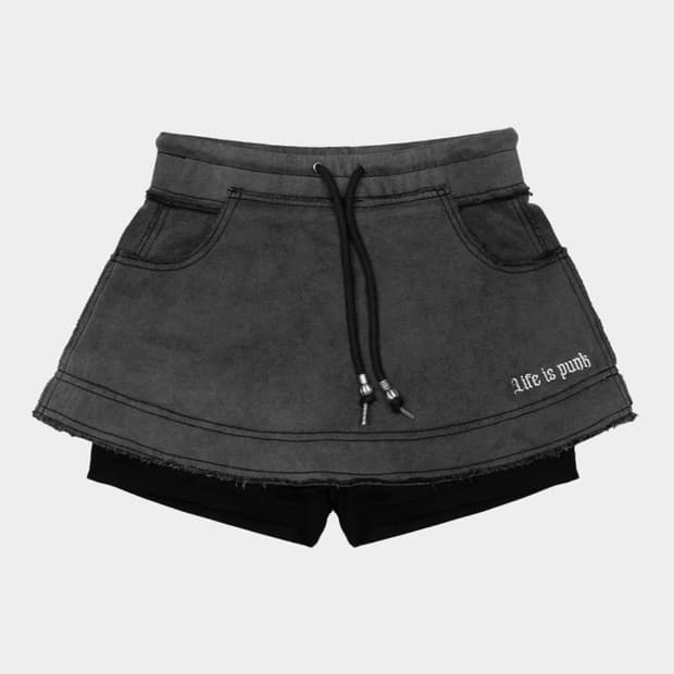 러프넥 로우 스티치 팬츠 스커트