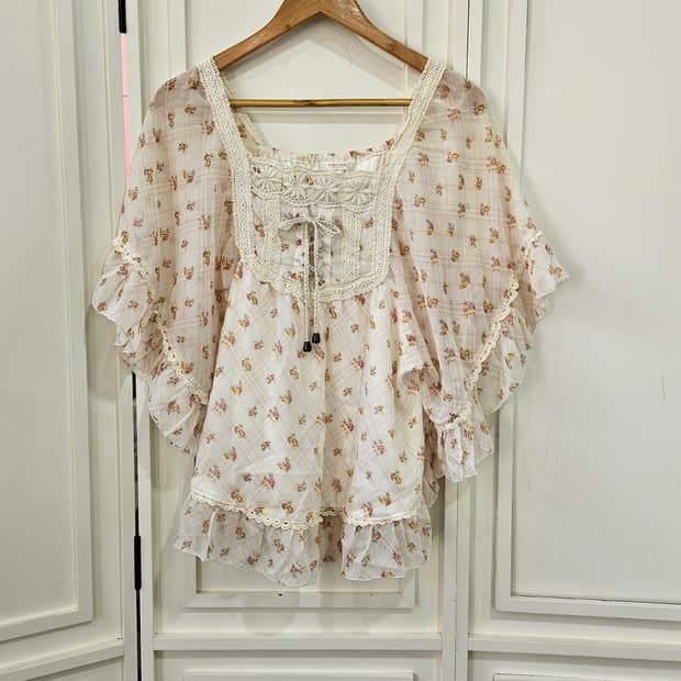 로즈 플라워 판쵸 블라우스
