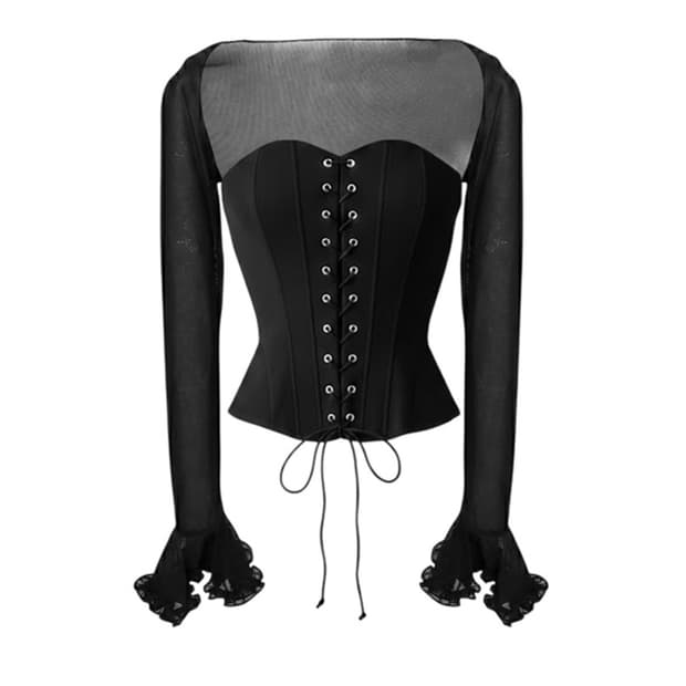 [새상품] 레이스업 시스루 탑 