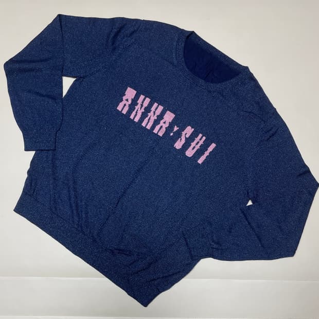 안나수이 네이비 라운드넥 니트