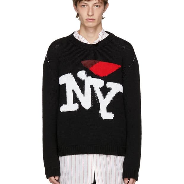 [구매] 라프시몬스 아이러브 NY 크롭니트 블랙