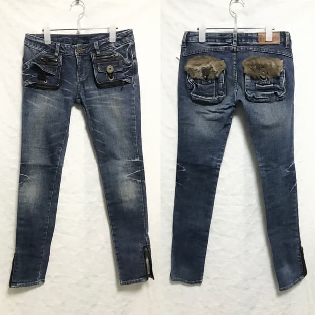 택포•빈티지 d.i.a 다이아 퍼 포켓 지퍼 데님 스키니진 팬츠