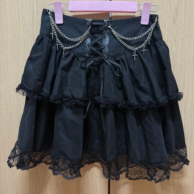 쉬인 ROMWE 고스펑크 블랙 캉캉 스커트