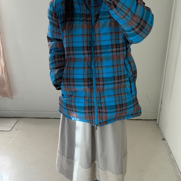 일본빈티지 리버시블 체크 패딩