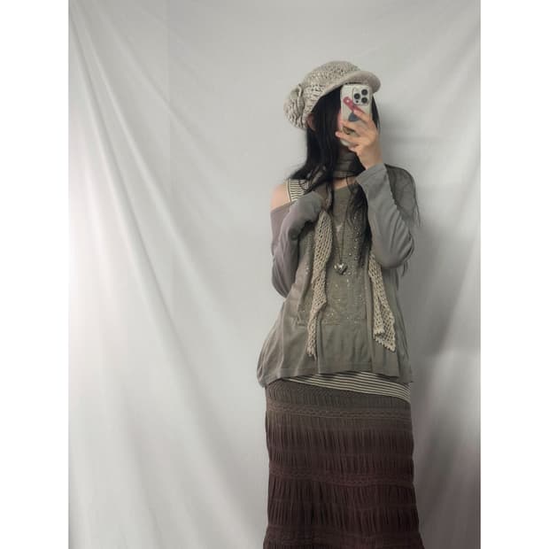 와이드 넥 스트라이프 레이어드 탑 2pcs SET
