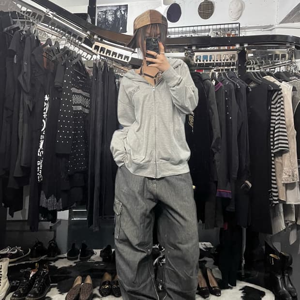 프린팅 퍼 후드집업