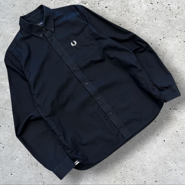 [L] 프레드페리 블랙 셔츠 긴팔 수입택 D811