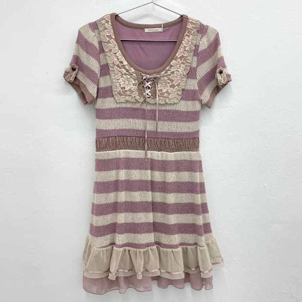 pink stripe knite dress