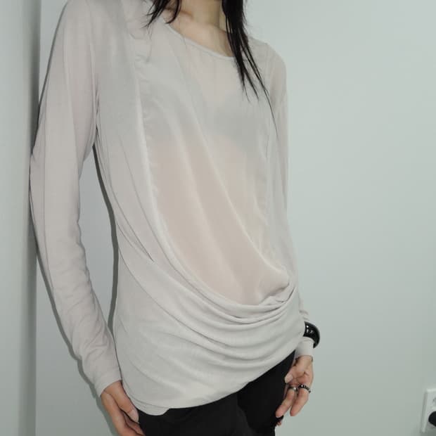 Satin-Panel Draped Top