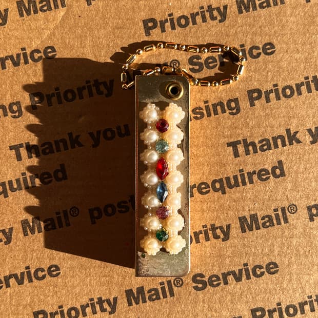 90s vtg Beaded Address Book Keyring