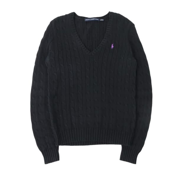 폴로 랄프로렌 다크네이비 케이블 브이넥 니트 스웨터