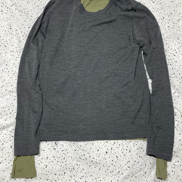 [M] 렉토 레이어드 니트 그레이 올리브