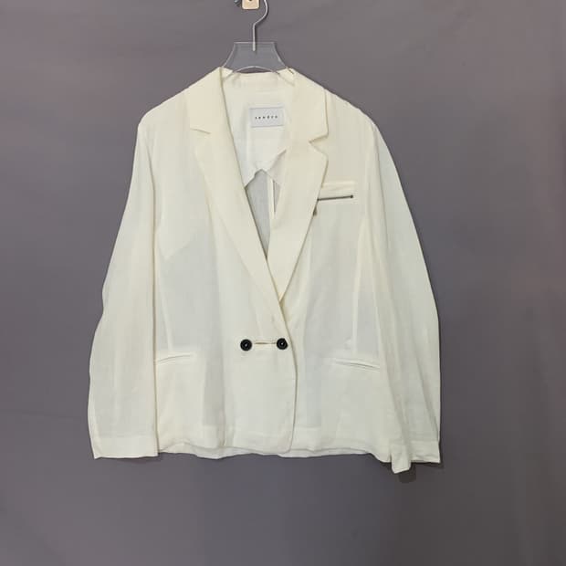 43 SANDRO 산드로 린넨 더블 블레이저 자켓