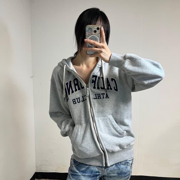 Who.A.U Gray Two-Way Zip-Up Hoodie