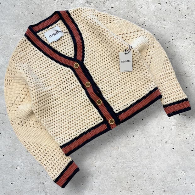 [S] REDONE 리던 크로셰 가디건 아이보리 배색 새상품 D503