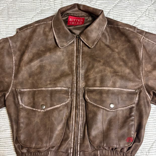 비터셀즈 스타레더자켓 크롭핏 브라운 1사이즈 