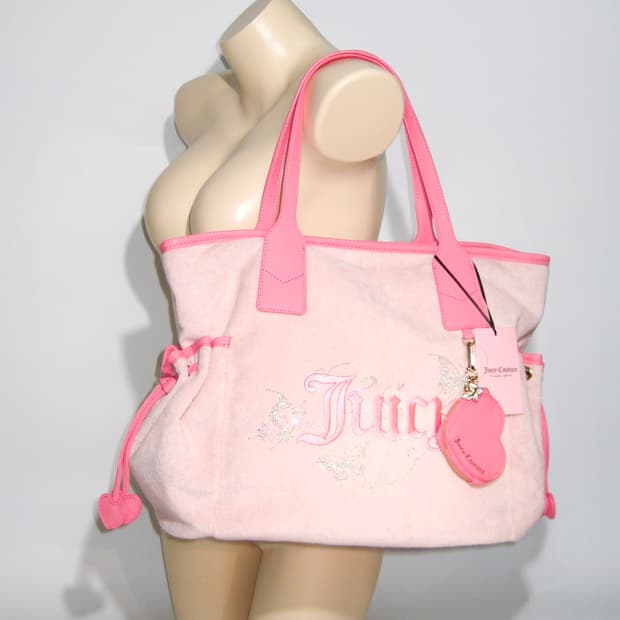 쥬시 꾸뛰르 핑크 테리 빅 숄더백 + 하트 코인월렛 챰 💖 갸루 y2k