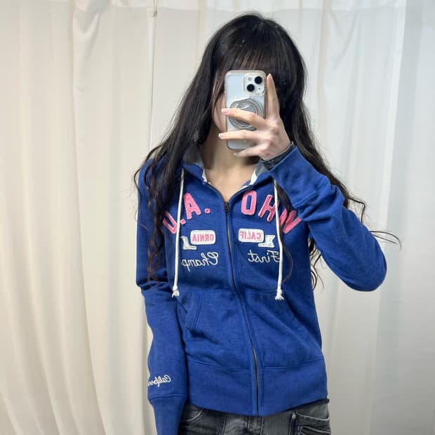 Who.A.U Blue Zip Hoodie