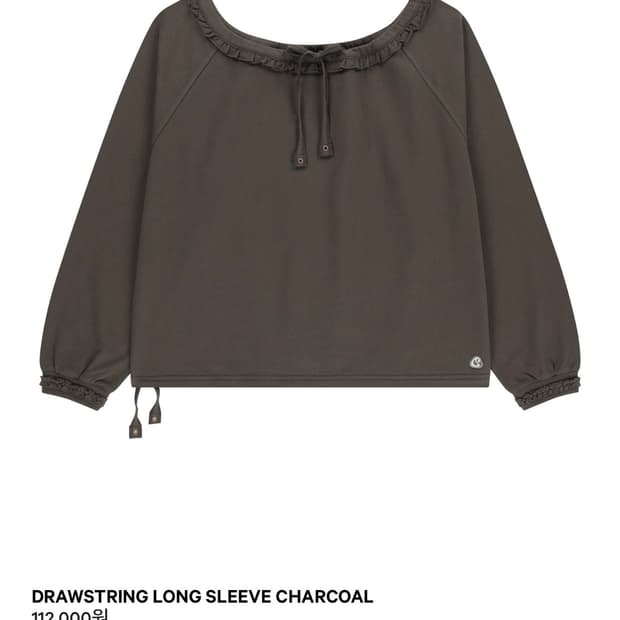 DRAWSTRING LONG SLEEVE CHARCOAL