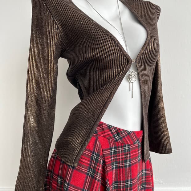 V.O.M 브라운 펄 가디건 